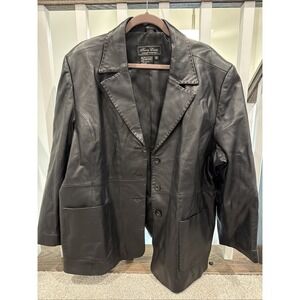 Terry Lewis Classic Luxuries Black Leather Men 3XL 3-Button Blazer Jacket NWOT